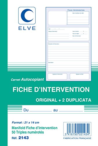 ELVE Manifold "Fiche d'intervention", original + 2 duplicata von Elve