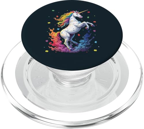 Unterstützt Autismus-Bewusstsein Stolz, Autistisch, Jungen, Mädchen, Einhorn PopSockets PopGrip für MagSafe von Embrace Different Apparel.USA