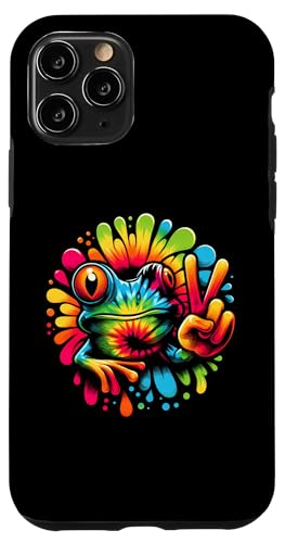 Hülle für iPhone 11 Pro Batik-Frosch-Friedenszeichen-Hippie von Emisay Lustiges Frosch-T-Shirt