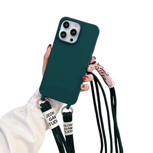 Emlivi Handykette Hülle für iPhone 11 Necklace Handyhülle mit Kordel zum Umhängen Weich Silikon Nylon Schultergurt Case Cover TPU Stoßfest Schutzhülle mit Band für iPhone 11, Armygrün von Emlivi