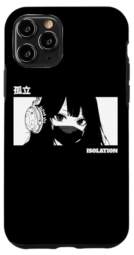 Hülle für iPhone 11 Pro Isolation Kanji Text Anime Girl mit Maske und Kopfhörer Emo von Emo Japanese Aesthetic Anime Manga Design