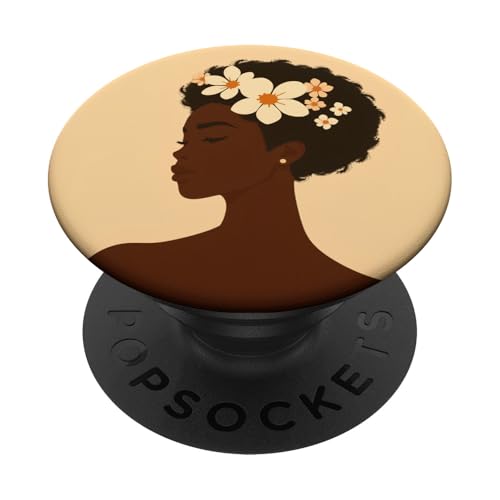 Minimalistische Silhouette der afrikanischen amerikanischen Frau PopSockets Klebender PopGrip von Empowering Feminine Minimalist Art