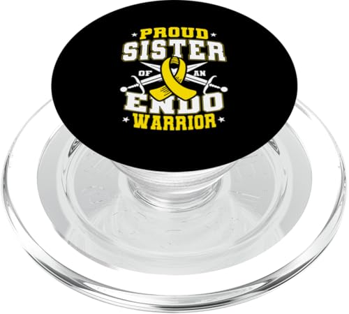 Stolze Schwester eines Endo-Kriegers, gelbe Bandstütze PopSockets PopGrip für MagSafe von Endometriosis Awareness Month Support Design