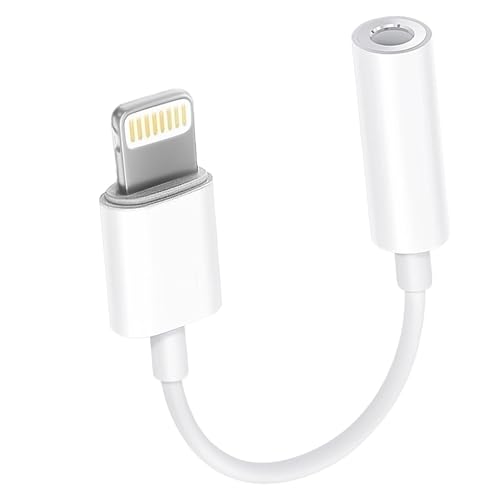 iPhone Aux Adapter/Adapter iPhone Popfhörer[MFi Certified]Lightning auf 3.5mm Klinke Adapter/iPhone 3.5mm Headset Jack Dongle Aux Audio Adapter Dongle für iPhone/14/12/11/8/7/6Unterstützung Alle iOS von EnergieMAX