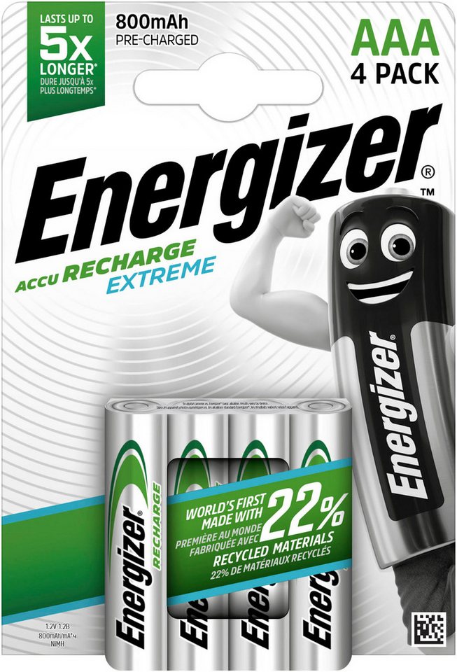 Energizer 4er Pack Akku Extreme Akku Micro 800 mAh (1,2 V, 4 St) von Energizer