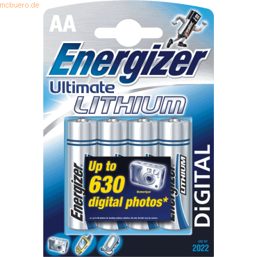 Energizer Batterien Ultimate Mignon/LR6 Lithium digital VE=4 Stück von Energizer