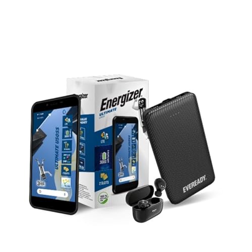 Energizer MegaPack Smartphone + Kopfhörer Powerbank | Smartphone Ultimate U505S – Dual SIM – Schwarz – entsperrt + True Wireless Kopfhörer TWS40 + Powerbank 10000 mAh von Energizer