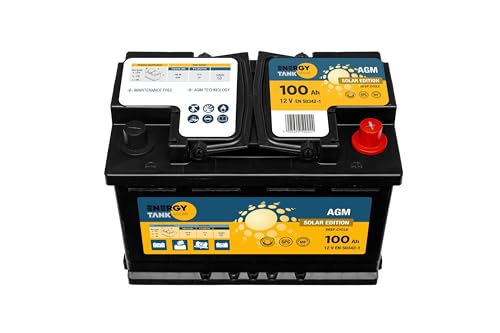 Solarbatterie 12v 100ah - Autobatterie 12v Mobil und Stationär - Solar Batterien 12v Lange Lebensdauer - AGM Batterie Gegen Vibrationen und Stöße Geschützt von EnergyTank