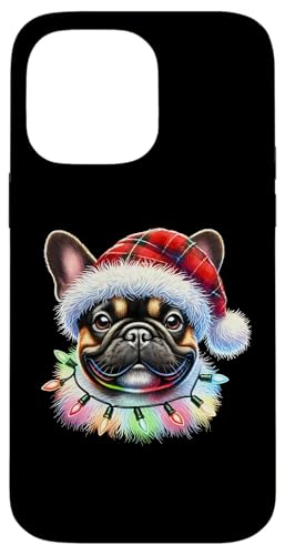 Hülle für iPhone 14 Pro Max Weihnachtsmann-Pyjama, Französische Bulldogge, Weihnachtsbeleuchtung, Frenchie von English French Bulldog Christmas Tree Matching PJ