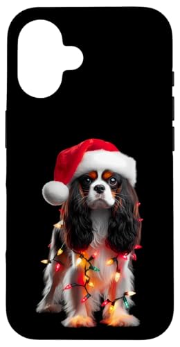 Hülle für iPhone 16 Englischer Spielzeug-Spaniel-Hund, Weihnachtsmannmütze, Weihnachtsbeleuchtung, Besitzer, Mutter von English Toy Spaniel Dog Christmas Products