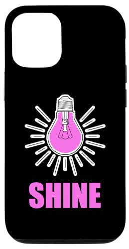 Hülle für iPhone 12/12 Pro Glänzende rosa Glühbirne, mädchenhaftes Elektriker weibliches leuchtendes Licht von Enlightened cute feminine positivity by Weilertsen