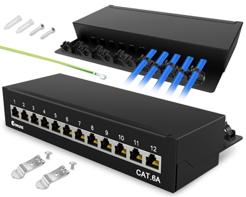 Enmane CAT 6a Patch Panel Fordelerfelt 12 Port Desktop Og Vægmonteret (12Port) von Enmane