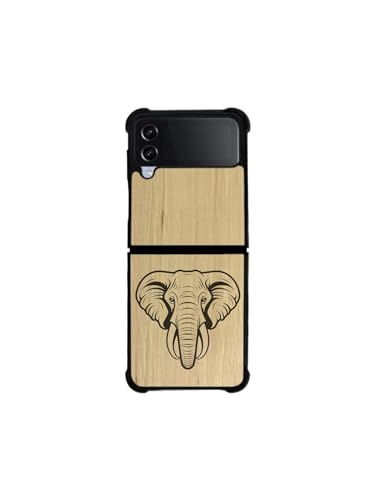 Handgefertigte Samsung Galaxy Z Flip Handyhülle aus Holz - Elephant - Galaxy Z Flip 4 - Charme von EnoWood