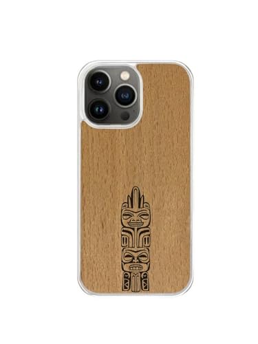 Enowood Schutzhülle aus Holz, kompatibel mit iPhone, handgefertigt, transparent – Totem – iPhone 13 Pro Max – Buche von Enowood