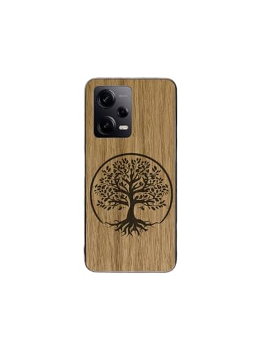 Enowood Schutzhülle aus Holz für Xiaomi Redmi Note, handgefertigt, Baum des Lebens, Redmi Note 13 Pro, Eiche von Enowood