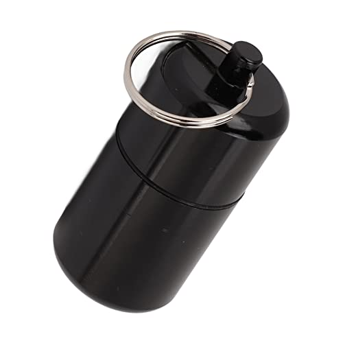 Schlüsselanhänger Tablet Aufbewahrungsbox, Aluminium Medizinflasche wasserdicht für Kapseln für den Außenbereich(Big Belly Aluminiumrohr, schwarz) von Entatial