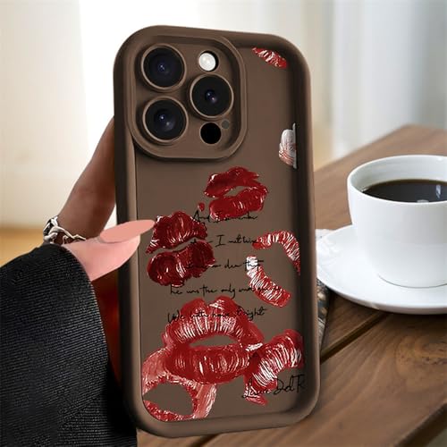 EnteLE Rote Lippen Handyhülle für iPhone 15 14 13 12 11 Pro Max 6 6S 7 8Plus XR XS Max X SE Fashion Kisses Schutzhülle für die Rücks von EnteLE