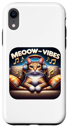 Hülle für iPhone XR Meeow-Vibes Katze Kopfhörer Sofa Musik von Entspannte Katzenmusik Liebhaber Kopfhörer