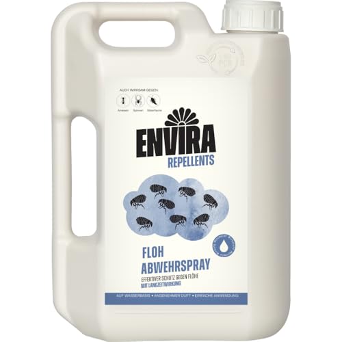 Envira Floh Abwehrspray 2 Liter - Spray mit Langzeitwirkung gegen Flöhe, Katzenfloh, Hundefloh - Mittel gegen Flöhe für Wohnung & Möbel - Effektives Flohmittel & Flohschutz von Envira