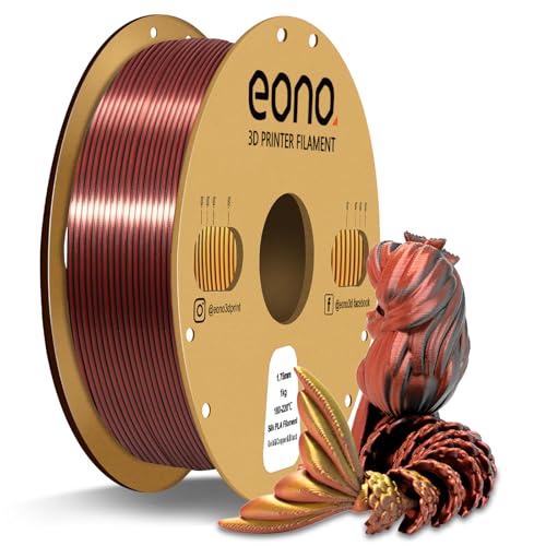 EONO PLA Silk Dreifarbiges PLA Filament 1,75 mm für 3D Drucker Coextrusions PLA Filament 1 kg (2,2 lbs) Mehrfarbiges PLA 3D Drucker Filament, Silk PLA Gold/Kupfer/Schwarz von Eono