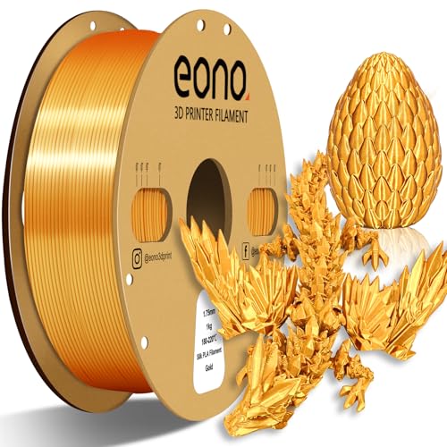 EONO Silk Gold Silk PLA Filament 1.75 mm für 3D Drucker Shiny Hochglanz 3D Drucker Filament 1,75 PLA 1kg(2,2lbs), Maßgenauigkeit +/- 0.03mm, Silk Gold von Eono