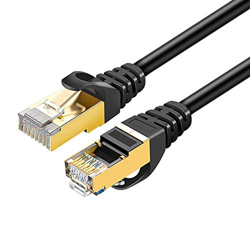 Eono Cat 7 Ethernet Kabel - 10Gbit/s 600Mhz Netzwerkkabel Patchkabel S/FTP mit Vergoldeter RJ45 für Router, Modem, Switch, Xbox One, PS5, PS4, TV (Black, 30M/98FT) von Eono