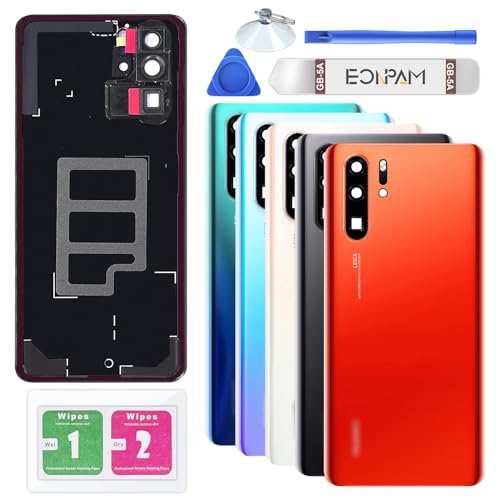 Eonpam Akkudeckel für Huawei P30 Pro Rückseite Glas Original Backcover Back Glas Ersatz Reparatur Set mit Kameraobjektiv (Amber Sunrise) von Eonpam