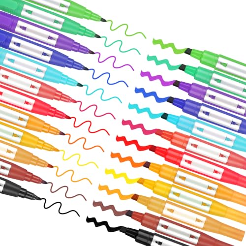 EooUooIP Doppelköpfige Permanentmarker Permanentmarker, 12 Stück Schwarze Markierung Mit Keilspitze, Permanente Dicke Markierung, Jumbo Markierung,Große Markierung für Schulzeichnungsdesign von EooUooIP