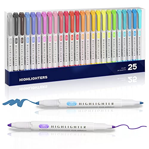 EooUooIP Pastell Textmarker im 25er Set, mit dünnen und breiten Schrägkeilspitzen Bibel Textmarker Pastell, für das Klassenzimmer und Büro, 25 Farben von EooUooIP