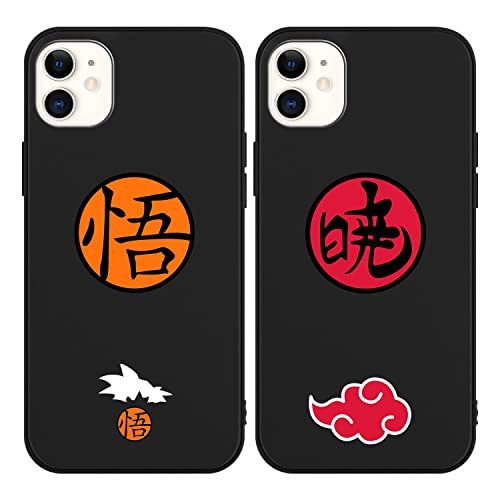 [2 Stück] Schutzhülle für Apple iPhone 12/12 Pro 6.1 Zoll Junge Kinder Anime Hülle, Matte Stoßfest TPU Silikon Case mit Cartoon Akatsuki Kakashi Motiv Handyhülle Cover für iPhone 12 Pro von Eouine