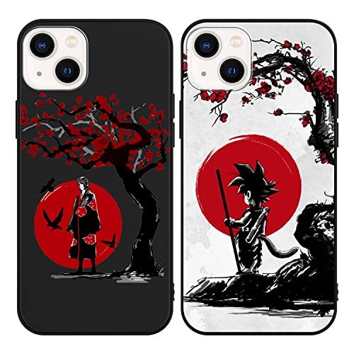 [2 Stück] Schutzhülle für Apple iPhone 13 6.1 Zoll Junge Kinder Anime Hülle und mit Cartoon Akatsuki Kakashi Motiv Handyhülle, Matte Stoßfest TPU Silikon Cover für iPhone 13 von Eouine