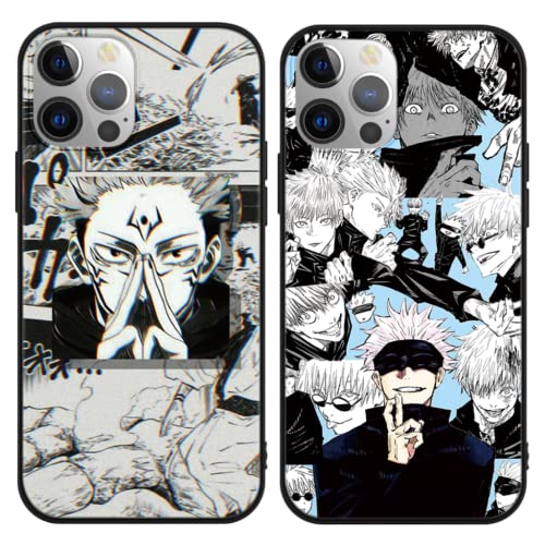 Eouine 2 Stück Handyhülle für Apple iPhone 11 Pro Hülle 5.8'' Anime Jungs Jujutsu Kaisen Hülle Gojo Satoru Itadori Yuji mit Manga Muster Matt Schwarz Schutzhülle TPU Silikon Case für iPhone11 Pro, 2 von Eouine