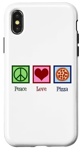 Hülle für iPhone X/XS Peace Love Pizza von Epic Love Designs