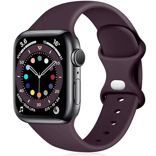 Epova Armband Kompatibel mit Apple Watch Armband 38mm 40mm 41mm 42mm, Weiches Silikon Ersatz Armband Kompatibel mit iWatch SE Series 10 9 8 7 6 5 4 3 2 1, Dunkelviolett von Epova