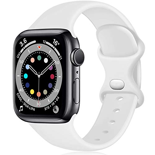 Epova Armband Kompatibel mit Apple Watch Armband 38mm 40mm 41mm 42mm, Weiches Silikon Ersatz Armband Kompatibel mit iWatch SE Series 10 9 8 7 6 5 4 3 2 1, Schwarz von Epova