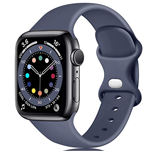 Epova Armband Kompatibel mit Apple Watch Armband 42mm 44mm 45mm 46mm 49mm, Weiches Silikon Ersatz Armband Kompatibel mit Apple Watch Ultra/Ultra 2/ iWatch SE Series 10 9 8 7 6 5 4 3 2 1, Blau grau von Epova