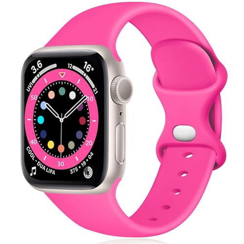 Epova Armband Kompatibel mit Apple Watch Armband 42mm 44mm 45mm 49mm, Weiches Silikon Ersatz Armband Kompatibel mit Apple Watch Ultra/Ultra 2/ iWatch SE Series 9 8 7 6 5 4 3 2 1, Rosenrot von Epova