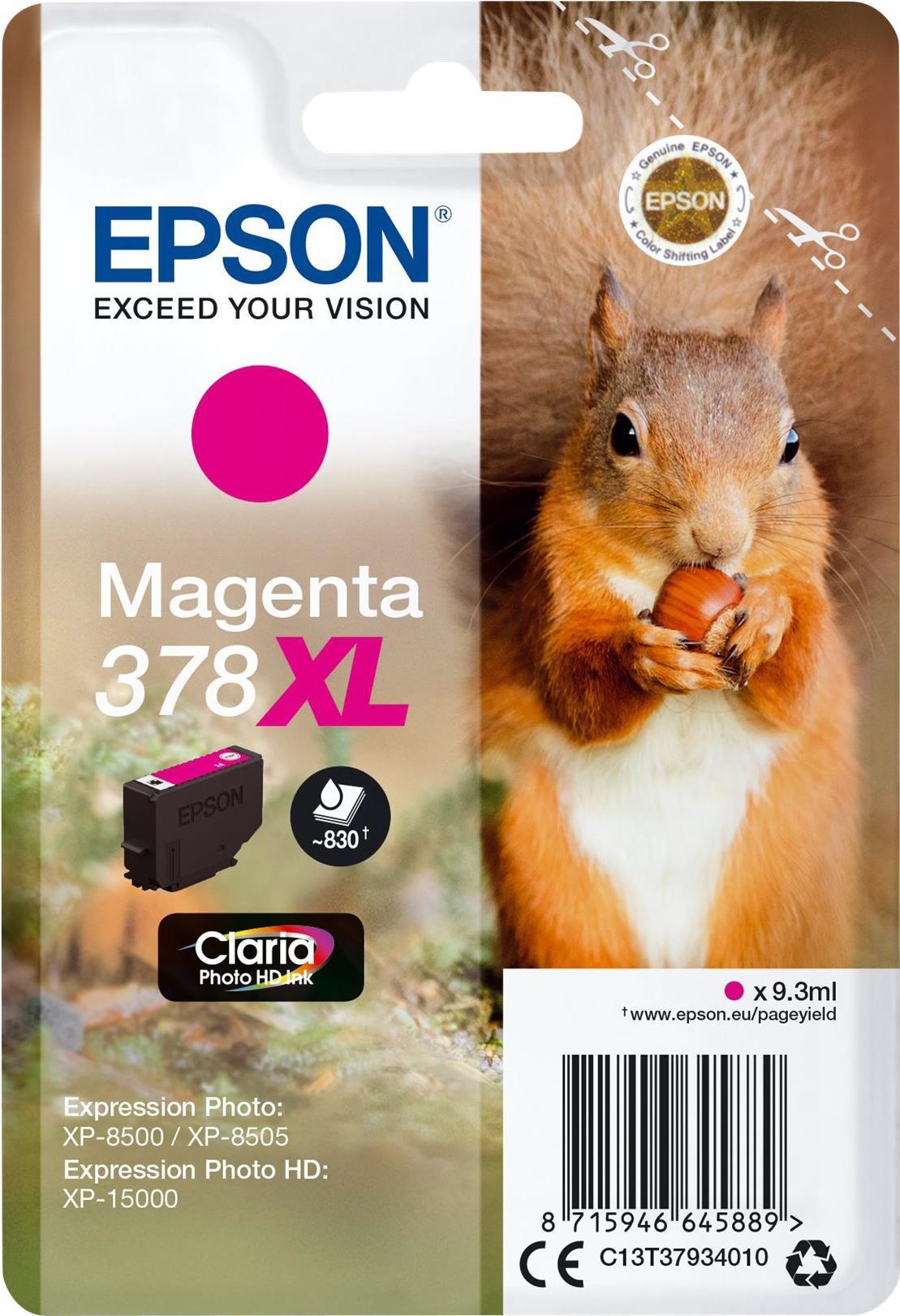 Epson 378XL - 9,3 ml - XL - Magenta - Original - Blisterverpackung - Tintenpatrone (C13T37934010) von Epson