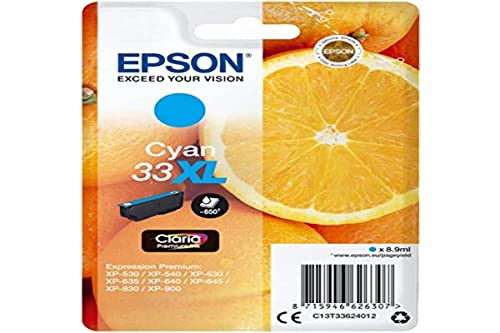 Epson C13T33624022 Cyan Original Tintenpatronen Pack of 1, XL von Epson