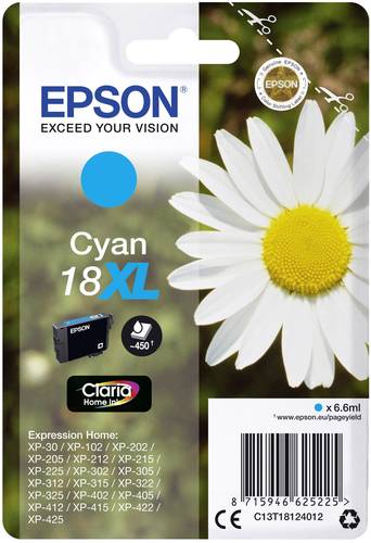 Epson Druckerpatrone T1812, 18XL Original Cyan C13T18124012 von Epson