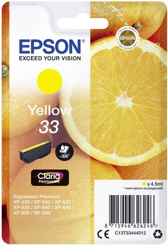 Epson Druckerpatrone T3344, 33 Original Gelb C13T33444012 von Epson