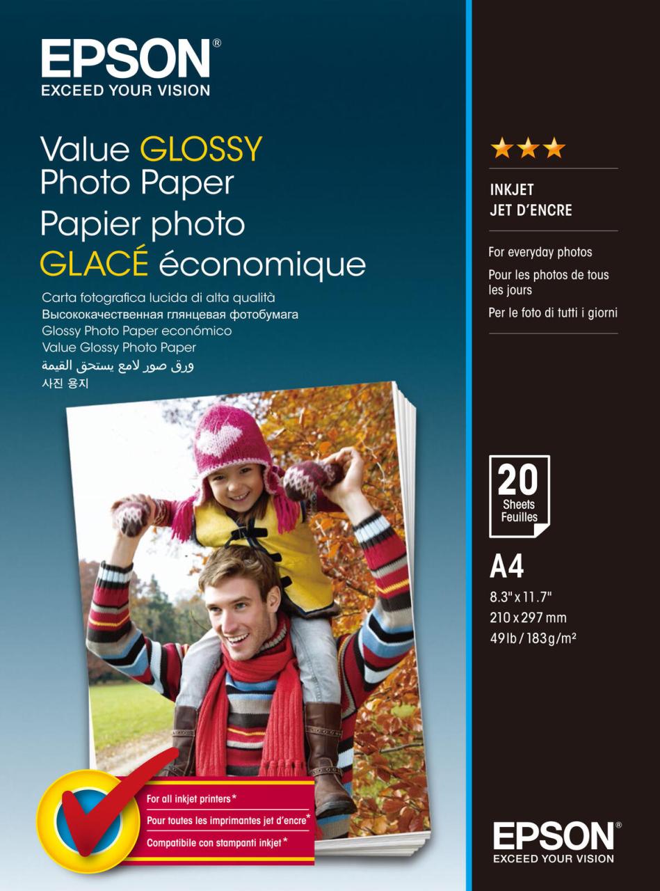 Epson Fotopapier Value Glossy DIN A4 hochglänzend 183 g/m² von Epson