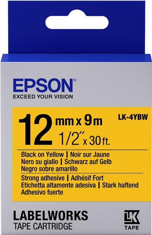 Epson LabelWorks LK-4YBW - Etikettenband - Schwarz auf Gelb - Rolle (1,2 cm x 9 m) 1 Rolle(n) - f�r LabelWorks LW-1000P, LW-300L, LW-400, LW-400L, LW-400VP, LW-600P, LW-700, LW-900P (C53S654014) von Epson