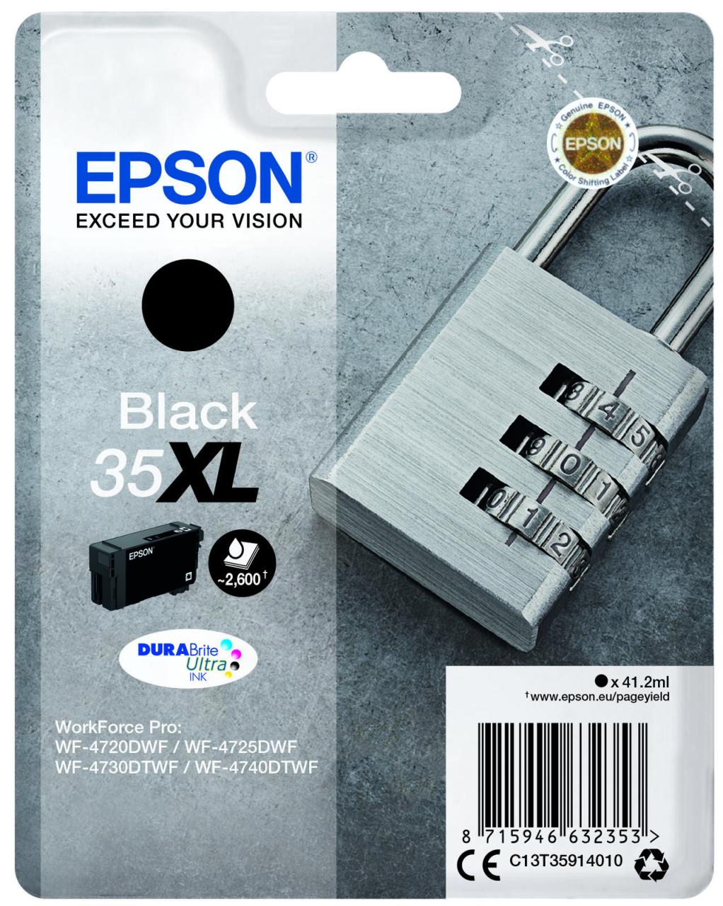 Epson Original 35XL Schloss Druckerpatrone schwarz 2.600 Seiten 41,2ml (C13T3... von Epson