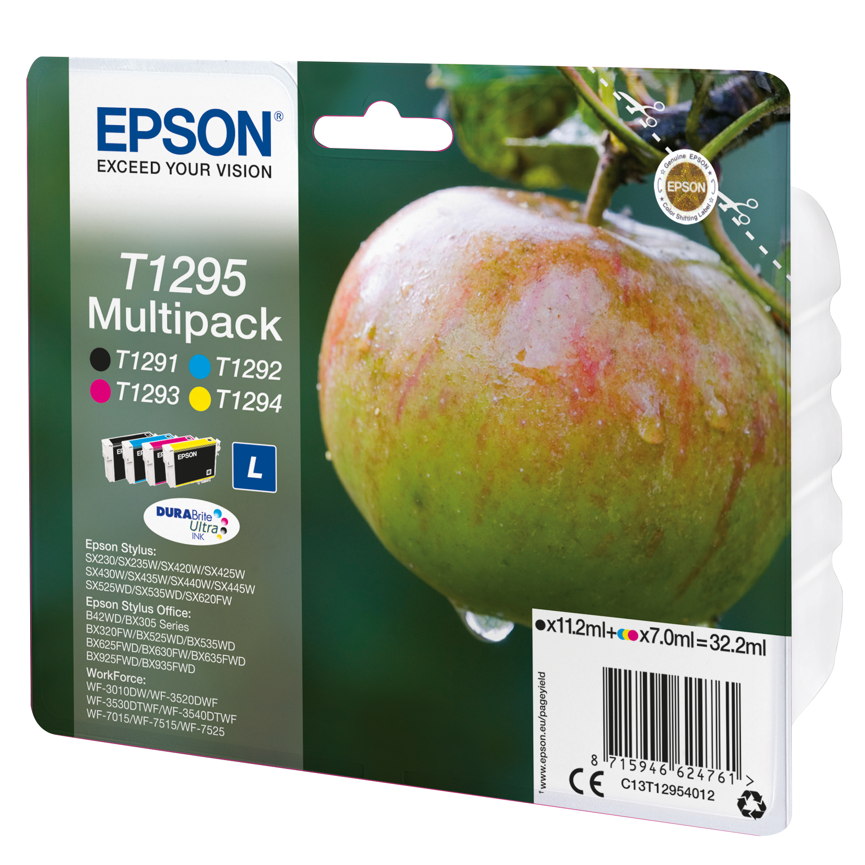 Epson T1295 Tintenpatronen 4er-Pack 4x Farben DURABrite Ultra In Für Kompatibilität, siehe Artikel-Beschreibung | 4x Tintenpatronen: Schwarz, Magenta, von Epson