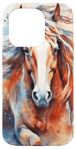 Hülle für iPhone 15 Pro Aquarell Pferd Reiten Kunst Geschenk von Equestrian Watercolor Art Lovers and Riders