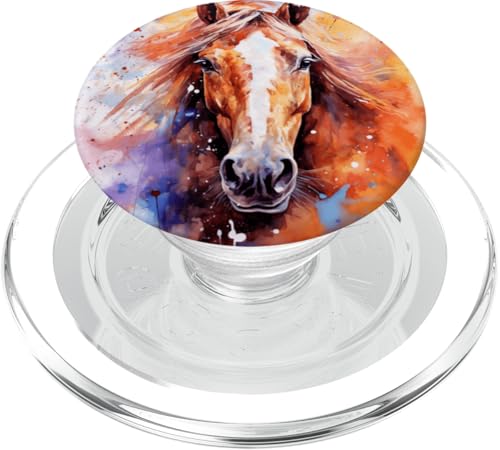 Pferdeliebhaber Aquarellkunst für Reitbegeisterte PopSockets PopGrip für MagSafe von Equestrian Watercolor Art Lovers and Riders