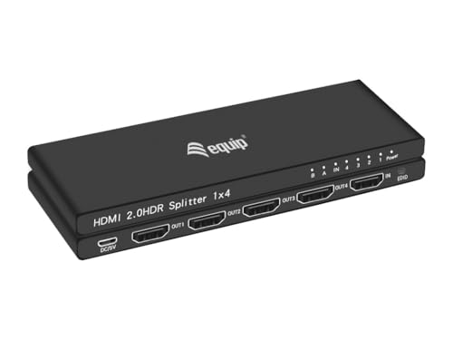 Equip 332717 HDMI Splitter 2.0/ Ultra-Slim 4-Port Splitter/schwarz von Equip