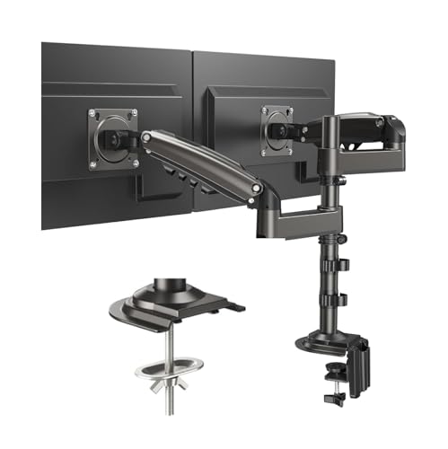 Ergear Höhenverstellbare Monitorhalterung für 2 Monitore (13-32 Zoll), mit 9 kg Tragkraft pro Arm, neig- und schwenkbar, VESA 75x75 / 100x100 mm kompatibel. von ErGear