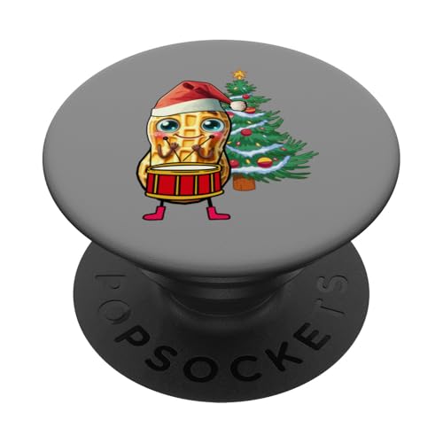 Nikolaus Santa Erdnuss Trommler Tannenbaum Weihnachten Xmas PopSockets Klebender PopGrip von Erdnuss witzig spaßig Nuss